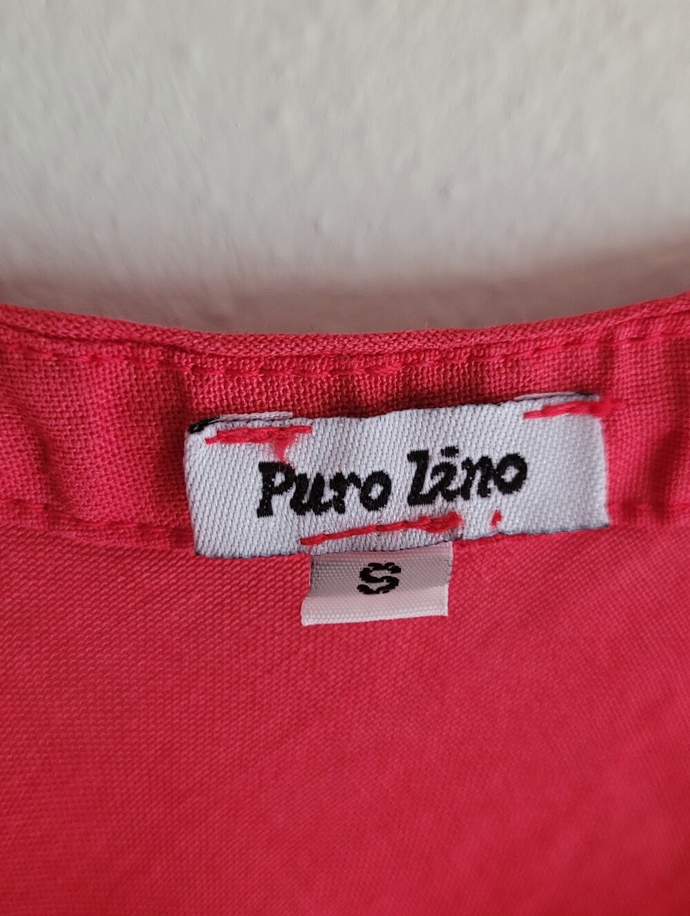 Puro Lino Womens red/orange Sleeveless Linen Dress Size Small pockets - Picture 5 of 6